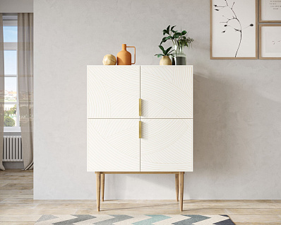 Малый комод с четырьмя дверками на высоких ножках "Line" LN13/GR1/beige