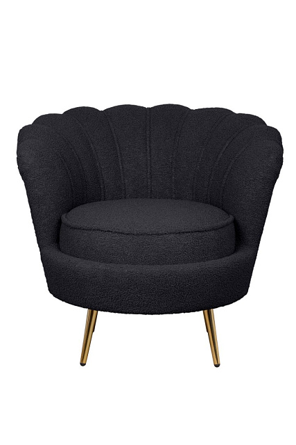 Низкое кресло ракушка Pearl Black Boucle