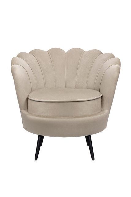 Низкое кресло ракушка Pearl Taupe на черных ножках