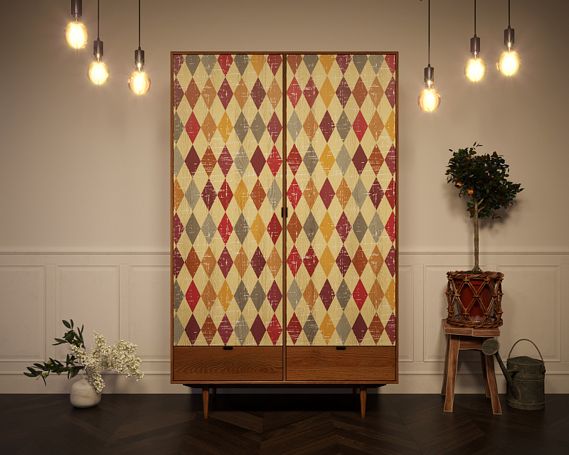 Шкаф двустворчатый  "Bruni print" с двумя ящиками арт BR27/2P