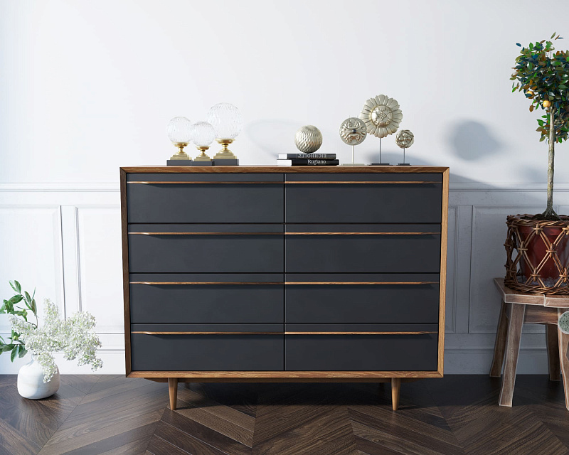 Комод "Bruni Black" на восемь ящиков арт BR06Black