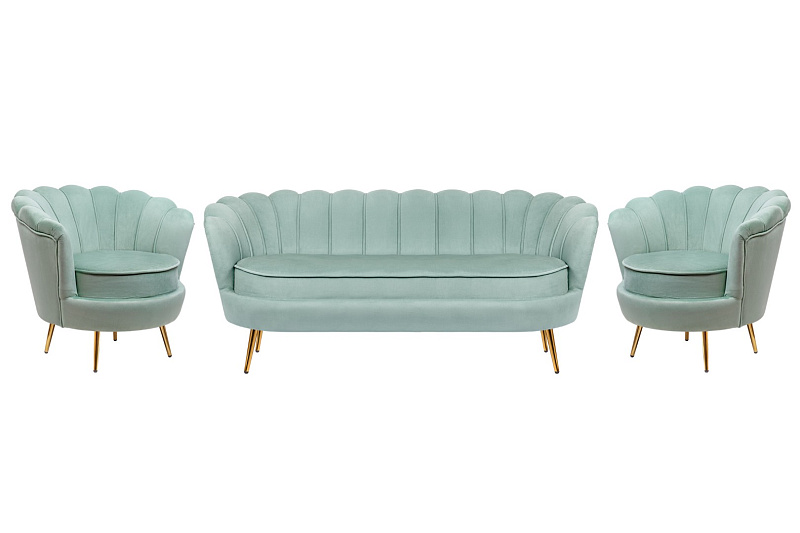 Комплект кресел и дивана ракушка Pearl Triple Green
