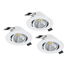 33391 Комплект встраиваемых диммируемых светильников SALICETO, 3X6W (LED), 4000K, 1350lm, ?88, алюминий, белый / стекло, прозрачный, белый
