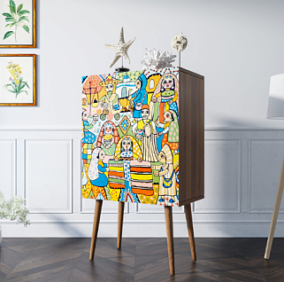 Комод на высоких ножках "Berber" принт 1 арт BB09/Print_01