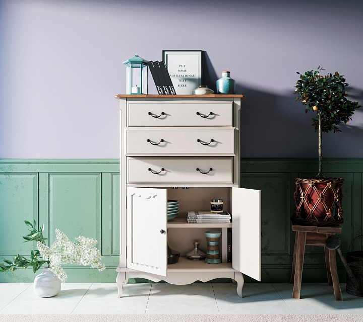 Комод Leontina три ящика две дверки арт ST9354 в Москве Комод Leontina три ящика две дверки арт ST9354