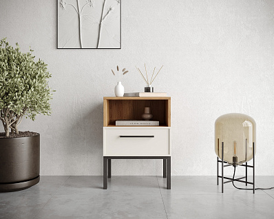 Тумбочка с нижним ящиком "Nicole" арт NEM17 Белый