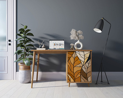 Стол рабочий "Berber" принт 08 с одной тумбой арт BB31/Print_08