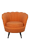 Низкое кресло ракушка Pearl Orange Boucle на черных ножках