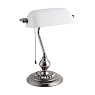 901019 Настольная лампа BANKER, 1х60W (E27), L275, H390, сталь, черный никель / сатинированное стекло, белый