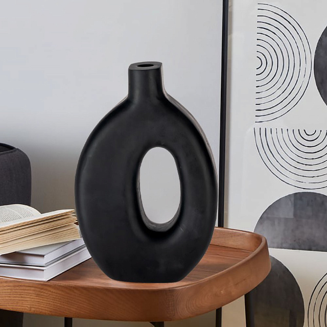 421266 Ваза декоративная MELOBODY, L230, B75, H340, дерево, черный в Москве 421266 Ваза декоративная MELOBODY, L230, B75, H340, дерево, черный