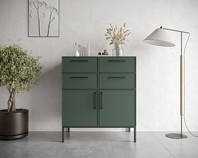 Большой комод с четырьмя ящиками и дверками "Nicole" NLN17G