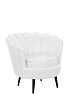 Низкое кресло ракушка Pearl White на черных ножках №1