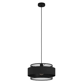 43668 Подвесной потолочный светильник (люстра) BAZELY, 1Х40W, E27, H1100, ?400, сталь/текстиль, черн