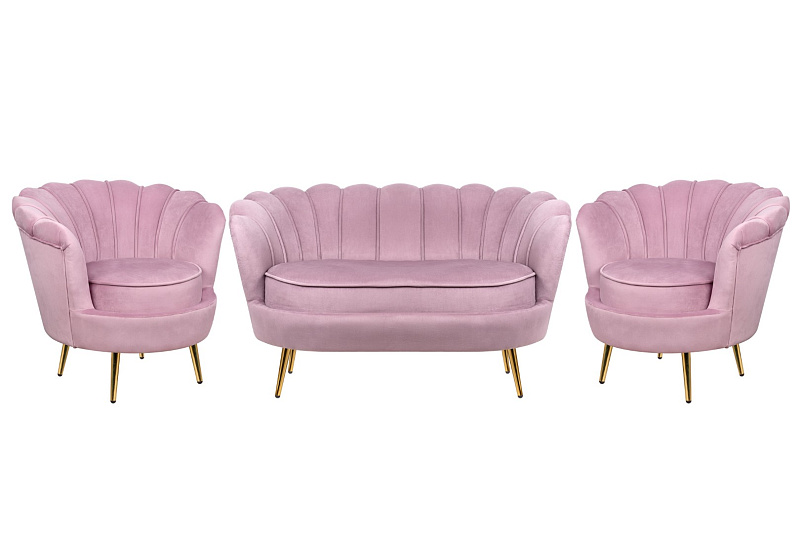 Комплект кресел и дивана ракушка Pearl Double Pink в Москве Комплект кресел и дивана ракушка Pearl Double Pink