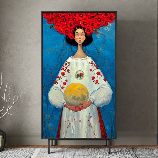 Шкаф двухдверный Emerson Art "Женщина с планетой" арт EM091/Art5 в Москве Шкаф двухдверный Emerson Art "Женщина с планетой" арт EM091/Art5