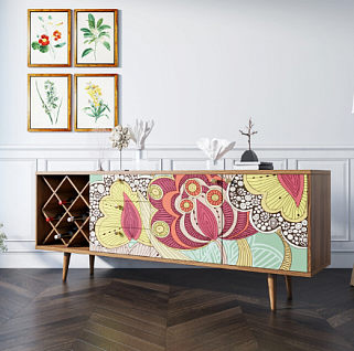 Комод "Berber" удлиненный с бутылочницей 6 принт арт BB15/Print_06