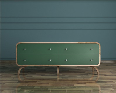 Комод "Ellipse" с изумрудными накладками арт EL01G