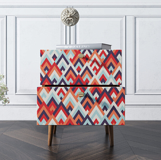 Тумбочка "Berber" с двумя ящиками 2 принт арт BB03/Print_02, разноцветная