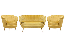 Комплект кресел и дивана ракушка Pearl Double Yellow