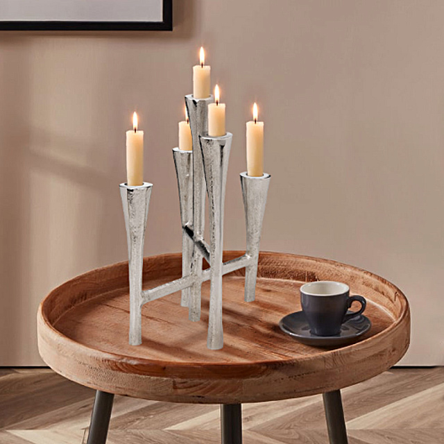 422246 Подсвечник JELLICOE, L235, B180, H290, алюминий, цвет никель в Москве 422246 Подсвечник JELLICOE, L235, B180, H290, алюминий, цвет никель