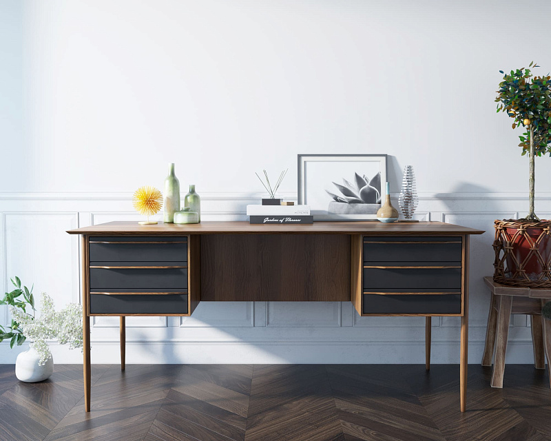 Рабочий письменный стол"Bruni Black" с ящиками арт BR47Black в Москве Рабочий письменный стол"Bruni Black" с ящиками арт BR47Black