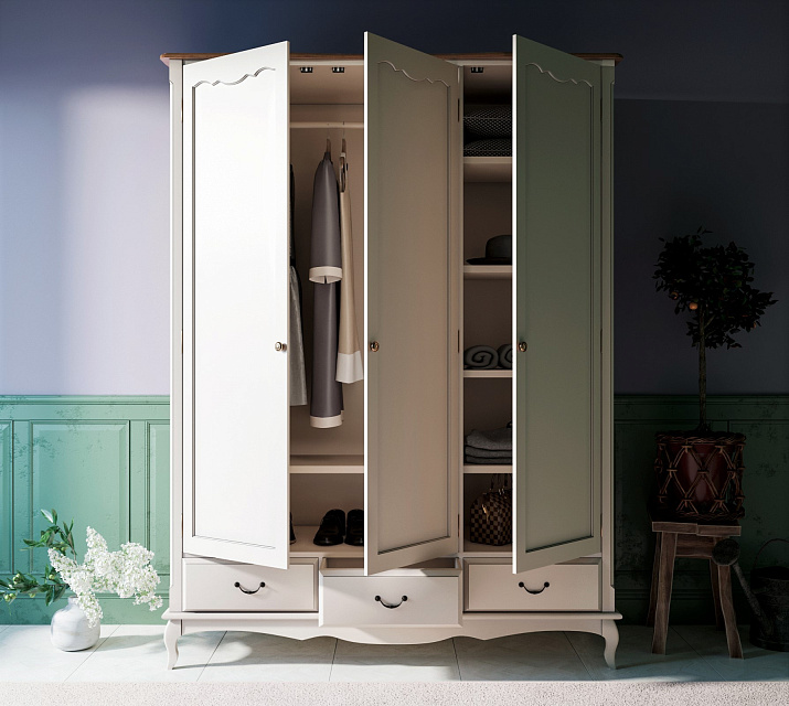 Шкаф Leontina для одежды трехстворчатый с ящиками арт ST9327KR/3 в Москве Шкаф Leontina для одежды трехстворчатый с ящиками арт ST9327KR/3