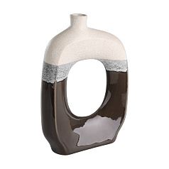 421518 Ваза керамическая IWATE, L280, B80, H400, керамика, бежевый, черный