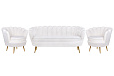 Комплект кресел и дивана ракушка Pearl Triple White Boucle