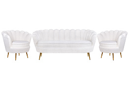 Комплект кресел и дивана ракушка Pearl Triple White Boucle
