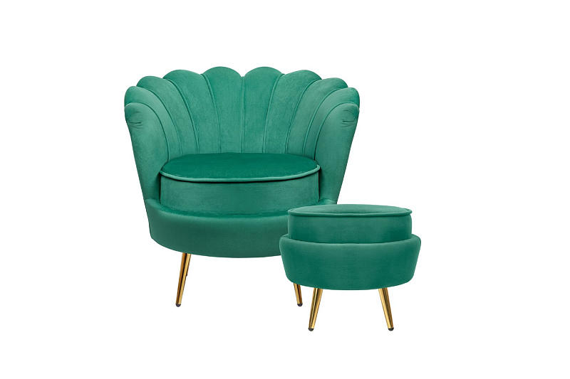Кресло с пуфом ракушка Pearl Green V2 в Москве Кресло с пуфом ракушка Pearl Green V2