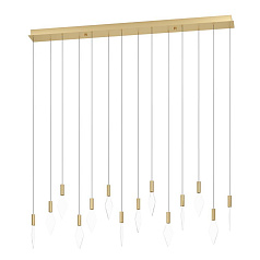 390362 Люстра диммируемая MIRADOR, 14X3,3W (LED), 3000K, 4760lm, L1400, B120, H2200, сталь, латунь, золотой/пластик, прозрачный