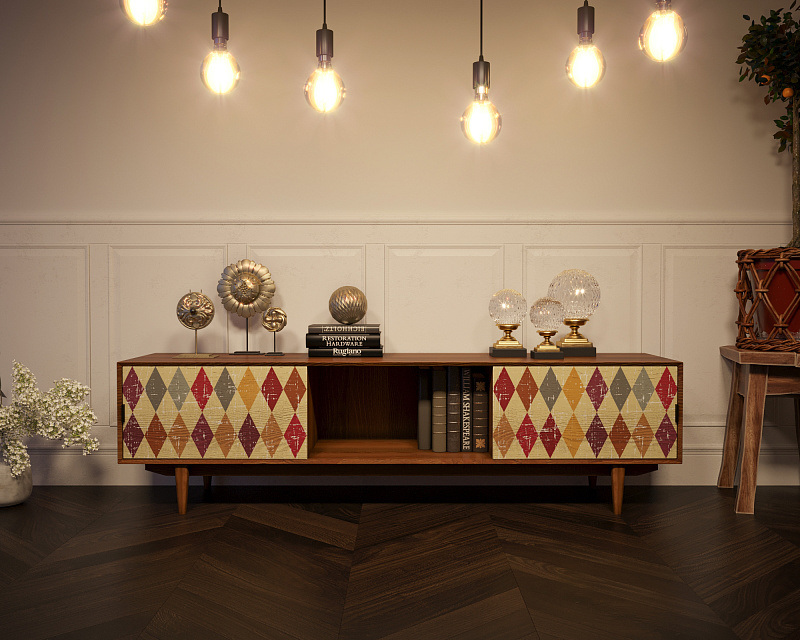 Консоль в Скандинавском стиле под TV "Bruni print" арт BR-22P