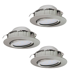 95853 Комплект светодиодных встраиваемых светильников PINEDA регулир., 3х6W(LED), ?84, пластик, никель мат