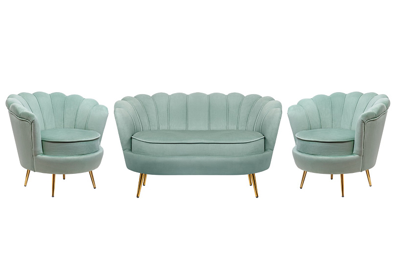 Комплект кресел и дивана ракушка Pearl Double Green в Москве Комплект кресел и дивана ракушка Pearl Double Green