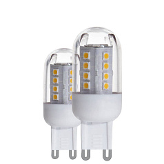 Лампа светодиодная, 2,5W (G9), 3000K, 200lm, d=20, 2 шт. в комплекте