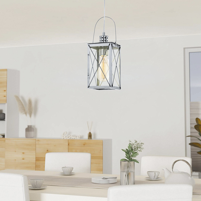 49212 Подвес DONMINGTON, 1x60W (E27), 150х150, сталь,хром/стекло, прозрачный в Москве 49212 Подвес DONMINGTON, 1x60W (E27), 150х150, сталь,хром/стекло, прозрачный