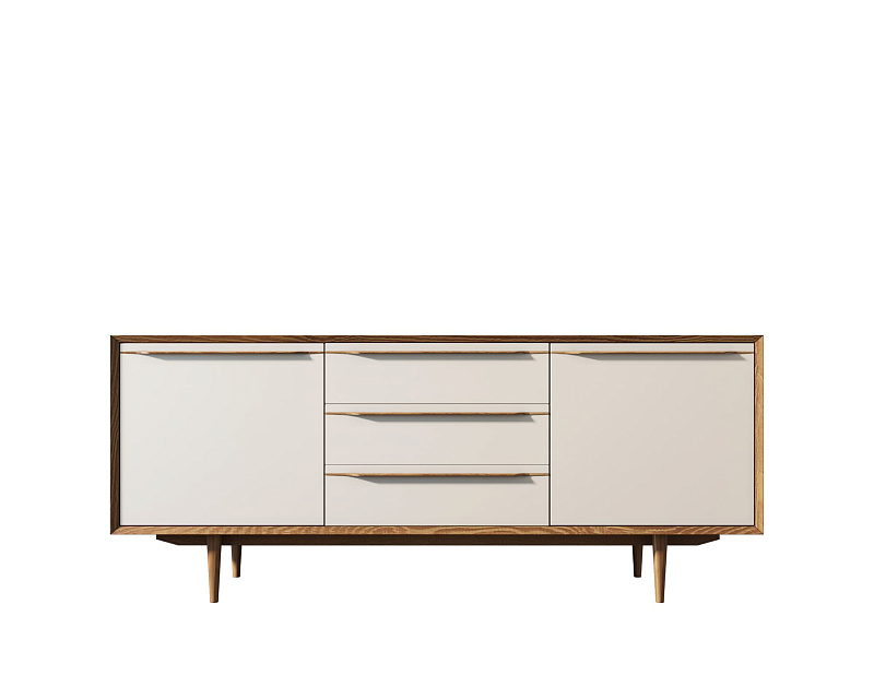 Комод "Bruni white" с тремя ящиками и дверками арт BR-03WH