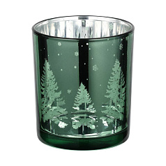 422512 Подсвечник рождественский LUKUT, стекло/зелёный,серебро, 70?80х70 мм