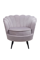 Низкое кресло ракушка Pearl Grey на черных ножках