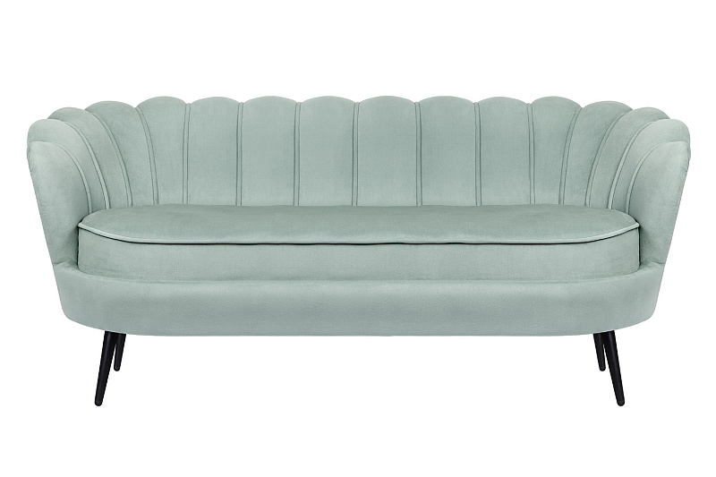 Диван ракушка для гостиниц Pearl Triple Green на черных ножках