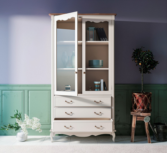 Шкаф "Leontina" для посуды высокий 3 ящика арт ST9355/3 в Москве Шкаф "Leontina" для посуды высокий 3 ящика арт ST9355/3