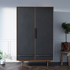 Шкаф двустворчатый  "Bruni Black" с двумя ящиками арт BR27/2Black