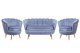 Комплект кресел и дивана ракушка Pearl Double Blue №0