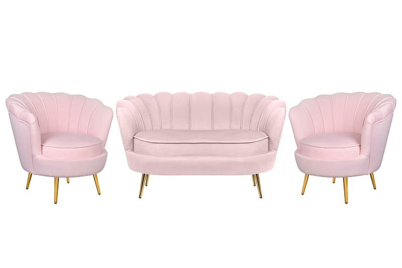 Комплект кресел и дивана ракушка Pearl Double Pink V2 в Москве Комплект кресел и дивана ракушка Pearl Double Pink V2