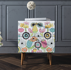Тумбочка "Berber" с двумя ящиками 3 принт арт BB03/Print_03, разноцветная