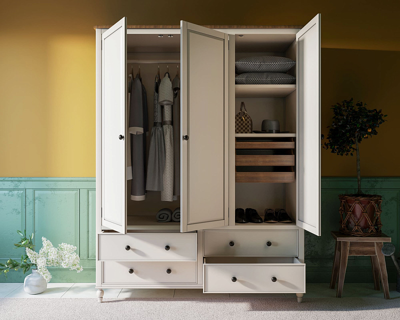 Шкаф трехстворчатый "Odri" с ящиками арт od2127KR3