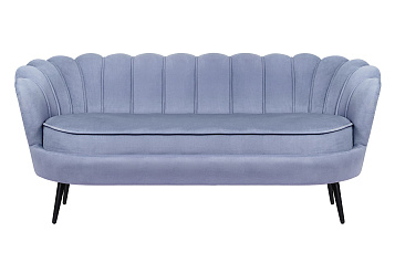 Диван ракушка для гостиниц Pearl Triple Blue на черных ножках