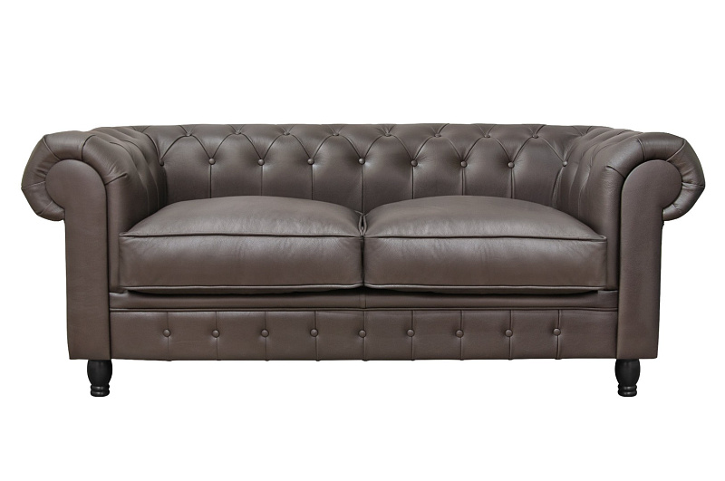 Диван из коричневой кожи Chesterfield Brown Leather 2S в Москве Диван из коричневой кожи Chesterfield Brown Leather 2S