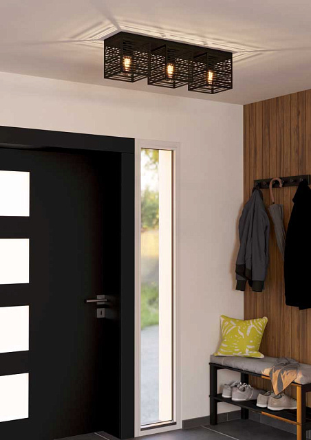 900357 Потолочный светильник PIEDRITAS, 3x40W, E27, L730, B180, H205, сталь, черный в Москве 900357 Потолочный светильник PIEDRITAS, 3x40W, E27, L730, B180, H205, сталь, черный