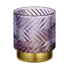 422505 Подсвечник рождественский BEZAMBY, стекло, металл/фиолетовый,золото, 70?80х70 мм